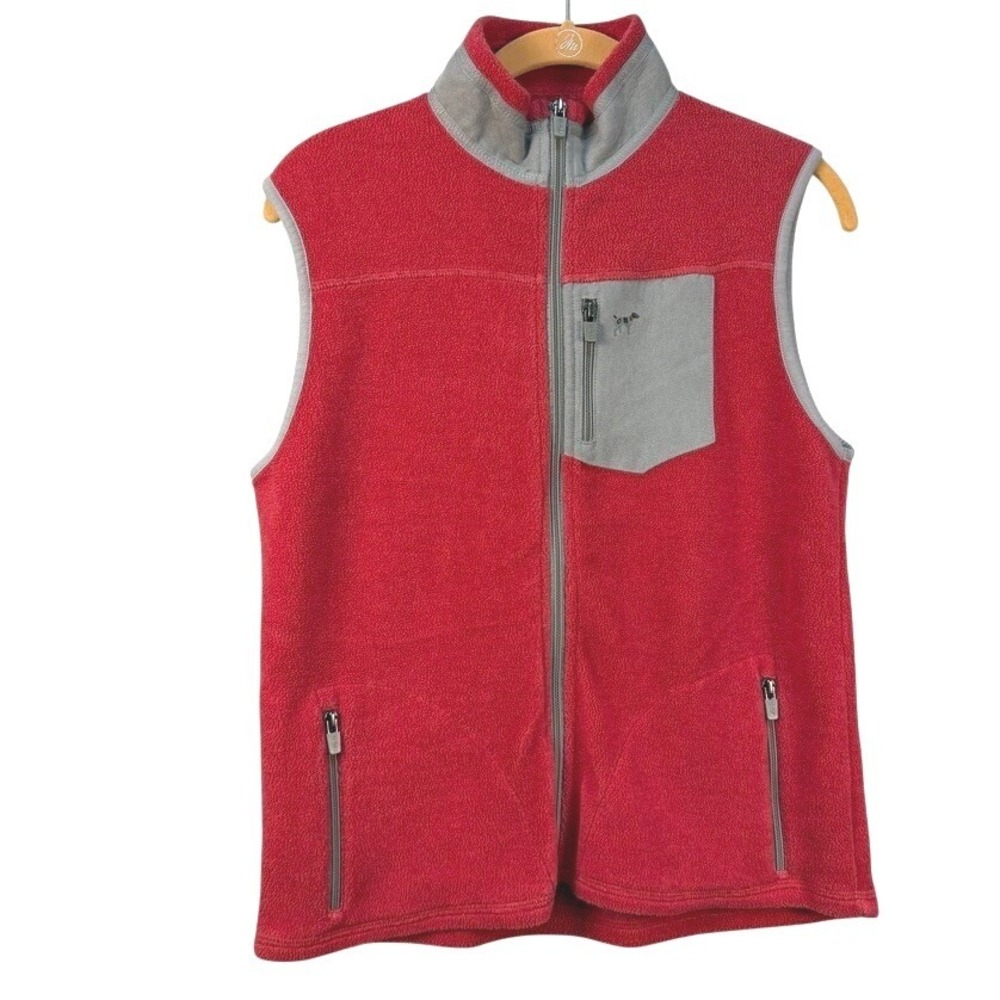 Southern Point Co Bennington Vest Womens Red Gray Fleece Full Zip Mock Neck Med